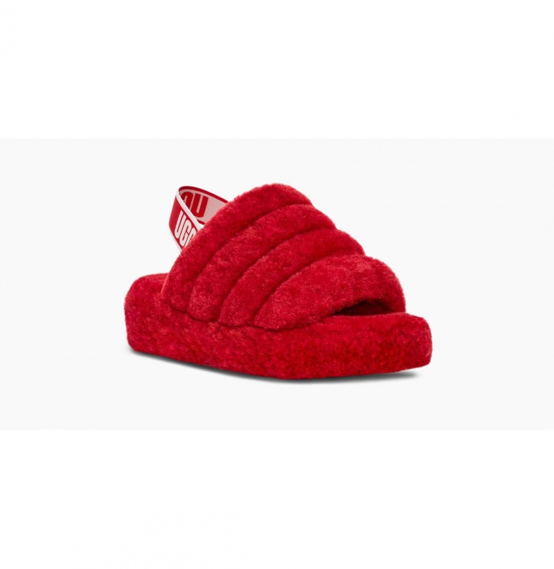UGG Fluff Yeah Slapky Papuce Damske Červené Béžové | SK-108MXNBKW