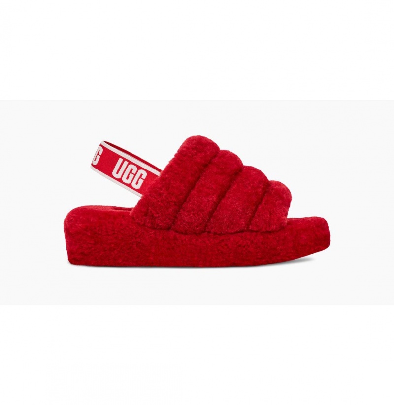 UGG Fluff Yeah Slapky Papuce Damske Červené Béžové | SK-108MXNBKW