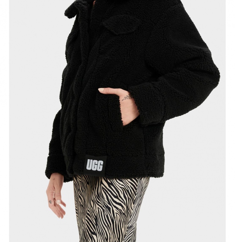 UGG Frankie Sherpa Trucker Bundy Damske Čierne | SK-908ISCBDE
