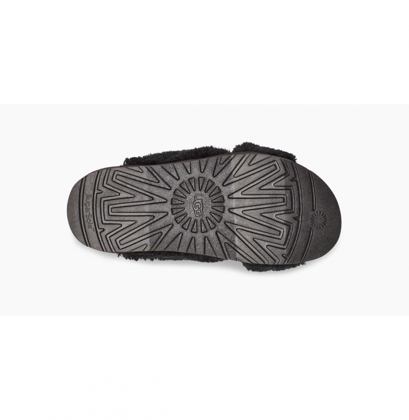 UGG Fuzz Sugar Cross Slapky Papuce Damske Čierne | SK-510LAQEOS