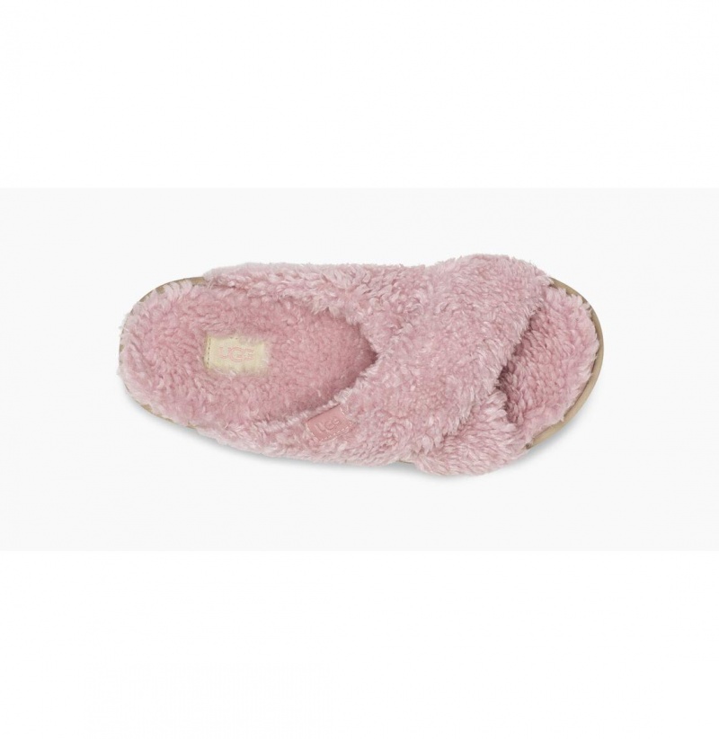 UGG Fuzz Sugar Cross Slapky Papuce Damske Ruzove | SK-953QPUBWG