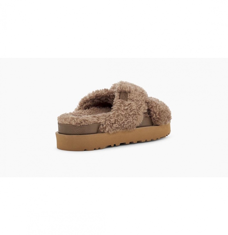 UGG Fuzz Sugar Cross Slapky Papuce Damske Hnede | SK-703CYONSZ