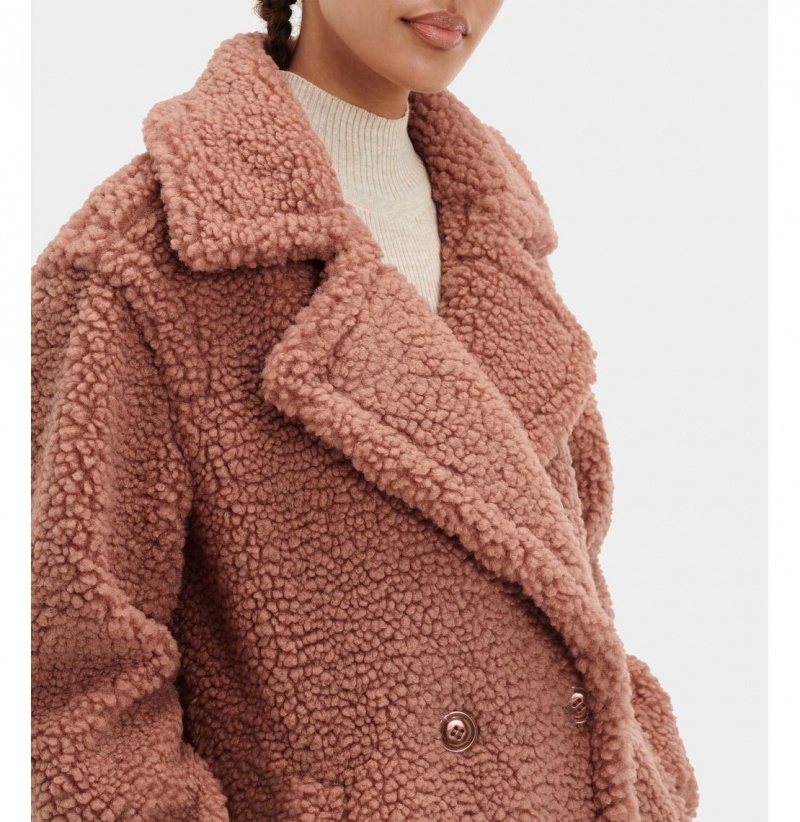 UGG Gertrude Long Teddy Kabáty Damske Hnede | SK-275YWXFLA