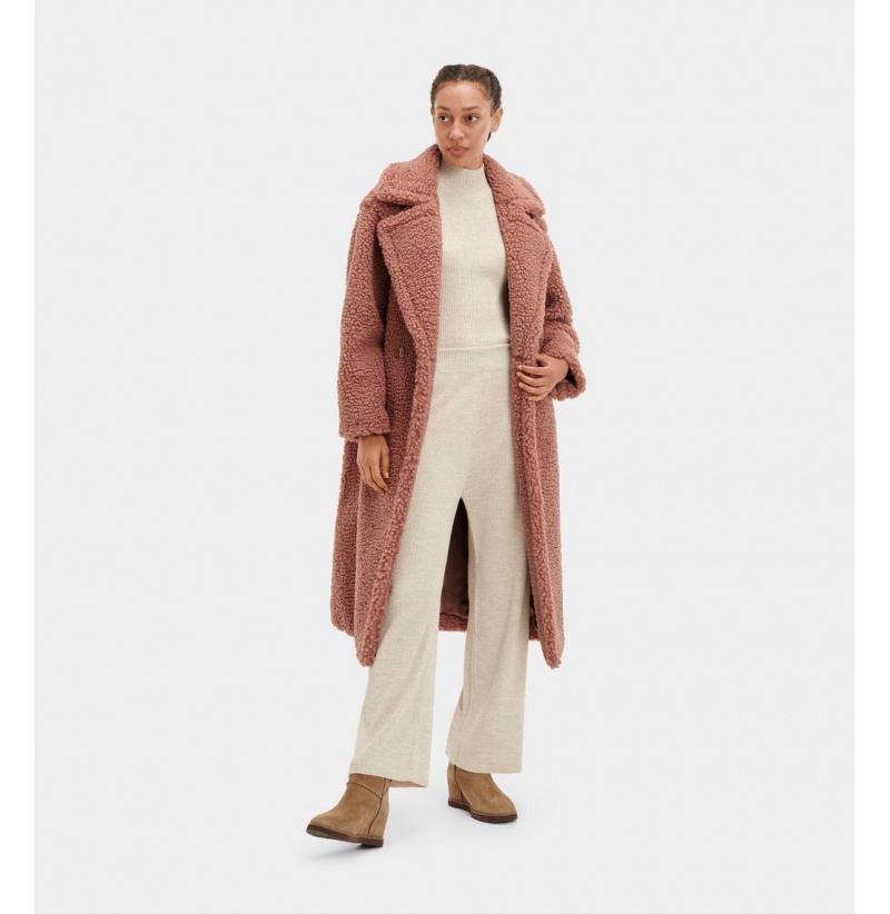 UGG Gertrude Long Teddy Kabáty Damske Hnede | SK-275YWXFLA