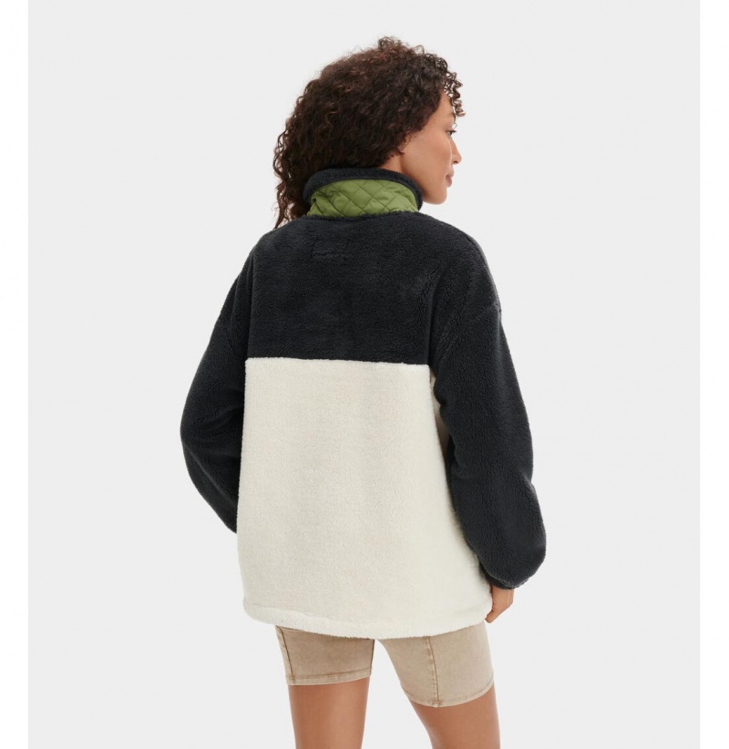 UGG Ginny Sherpa Half Zip Bundy Damske Čierne Krém | SK-256PTSVEJ