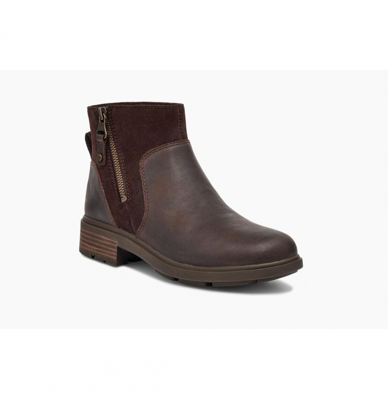 UGG Harrison Zip Semisove Kozene Cizmy Damske Tmavo Káva | SK-798KVQWNC