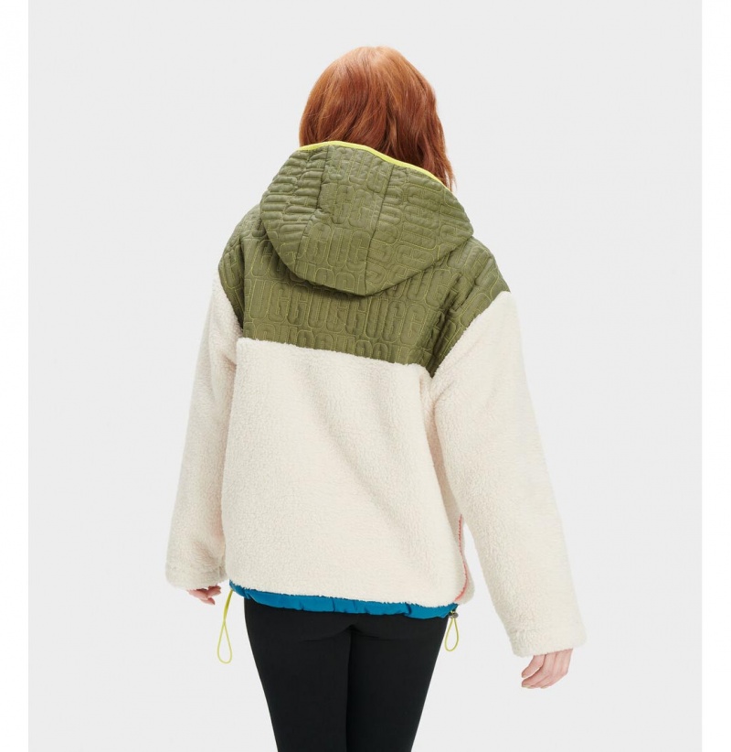 UGG Iggy Sherpa Half Zip Pullover Mikina s Kapucnou Damske Béžové Viacfarebný | SK-469KPJRLD