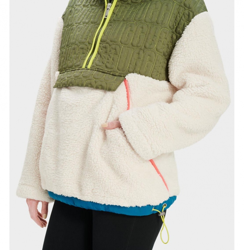 UGG Iggy Sherpa Half Zip Pullover Mikina s Kapucnou Damske Béžové Viacfarebný | SK-469KPJRLD