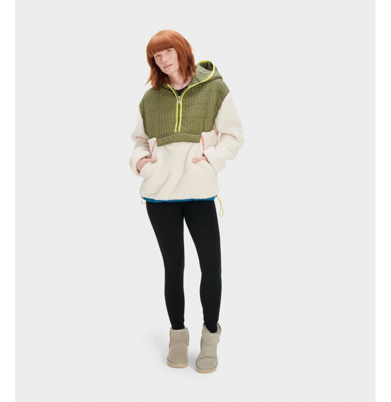 UGG Iggy Sherpa Half Zip Pullover Mikina s Kapucnou Damske Béžové Viacfarebný | SK-469KPJRLD