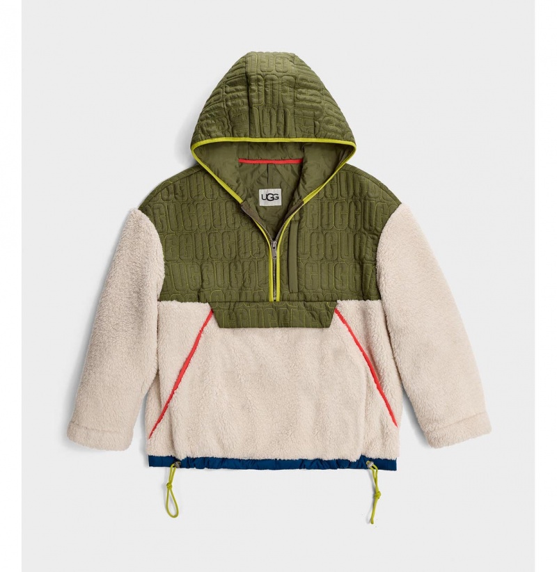 UGG Iggy Sherpa Half Zip Pullover Mikina s Kapucnou Damske Béžové Viacfarebný | SK-469KPJRLD