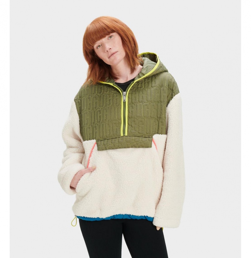 UGG Iggy Sherpa Half Zip Pullover Mikina s Kapucnou Damske Béžové Viacfarebný | SK-469KPJRLD