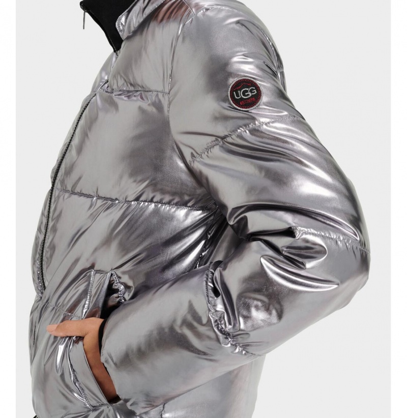 UGG Izzie Puffer Nylon Bundy Damske Strieborne | SK-325LEYGCT