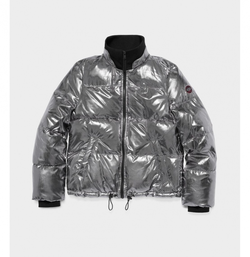UGG Izzie Puffer Nylon Bundy Damske Strieborne | SK-325LEYGCT