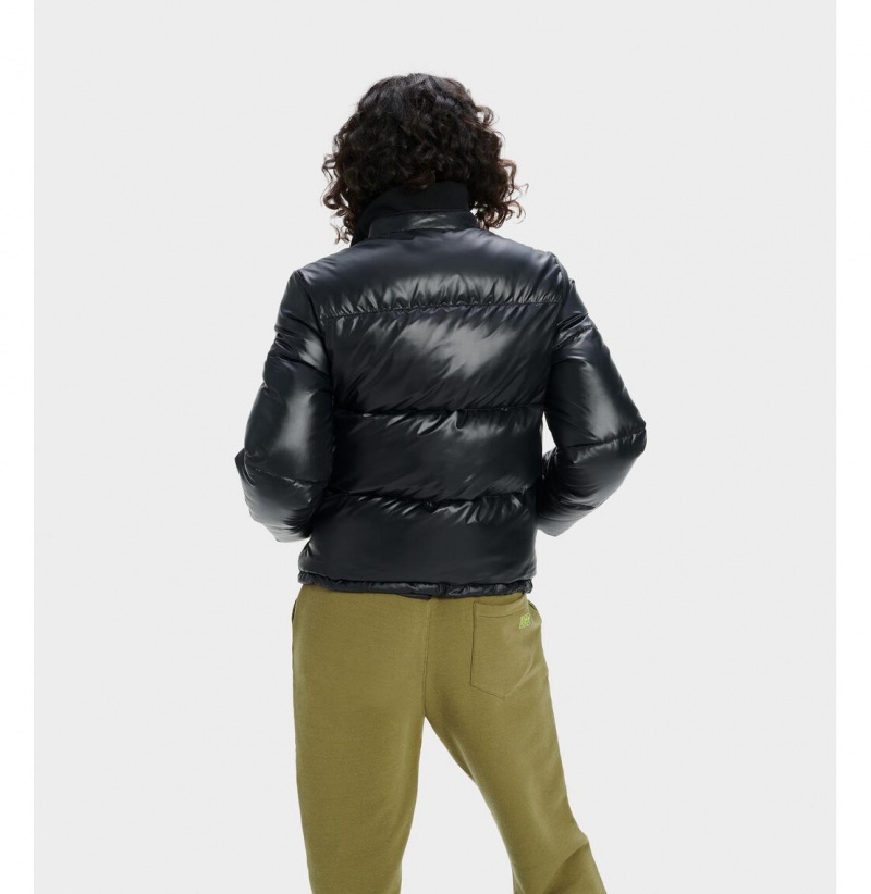 UGG Izzie Puffer Nylon Bundy Damske Čierne | SK-671TNFXBV