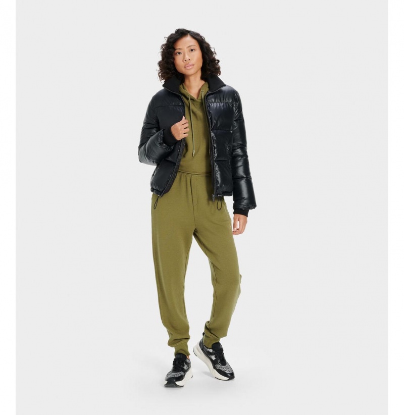 UGG Izzie Puffer Nylon Bundy Damske Čierne | SK-671TNFXBV