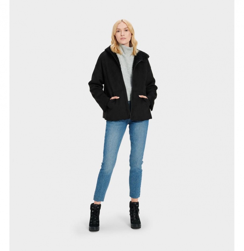 UGG Jody Faux Shearling Mikina s Kapucnou Damske Čierne | SK-560BAUDKO