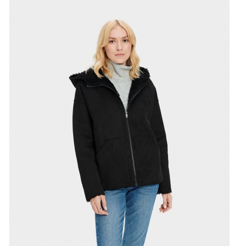 UGG Jody Faux Shearling Mikina s Kapucnou Damske Čierne | SK-560BAUDKO