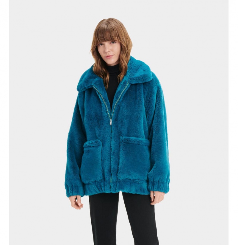 UGG Kianna Faux Fur Bundy Damske Tmavo Modre | SK-216OXKWNP