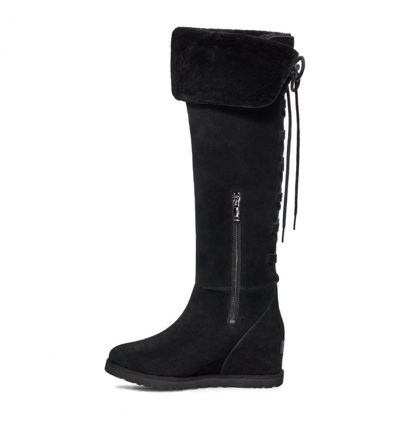 UGG Klasické Femme Over-the-Knee Snurovacie Topanky Damske Čierne | SK-596CJXTNG