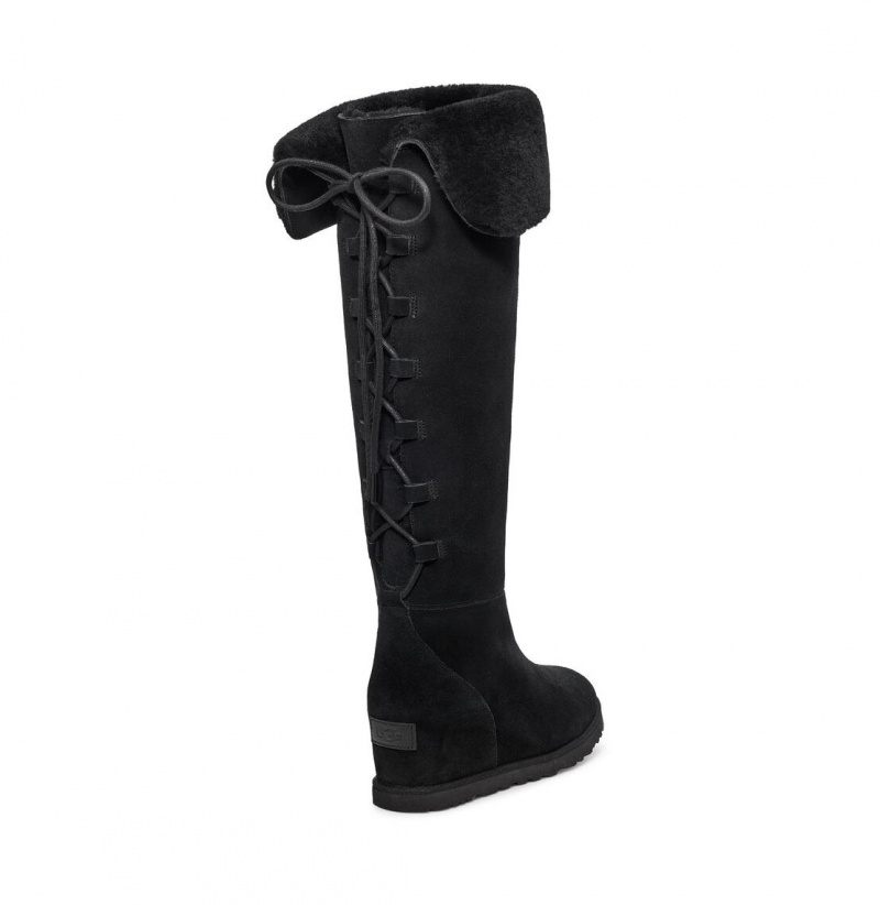UGG Klasické Femme Over-the-Knee Snurovacie Topanky Damske Čierne | SK-596CJXTNG