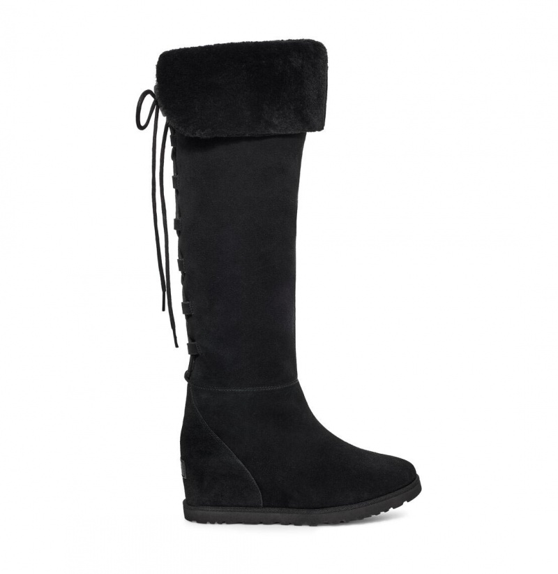 UGG Klasické Femme Over-the-Knee Snurovacie Topanky Damske Čierne | SK-596CJXTNG