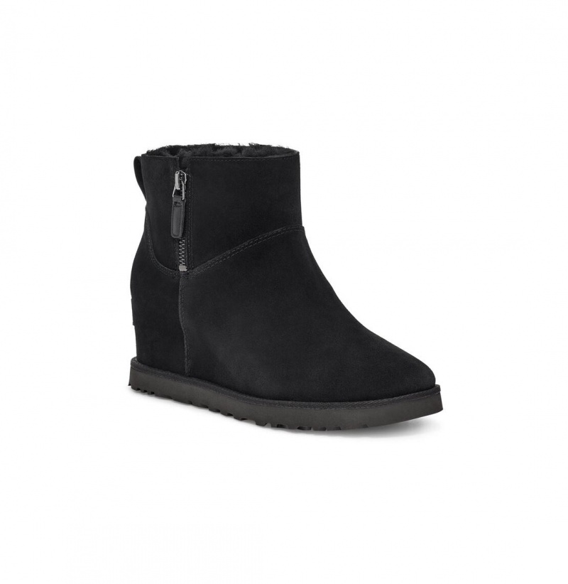 UGG Klasické Femme Zip Mini Čižmy Na Kline Damske Čierne | SK-528ZTHVQM