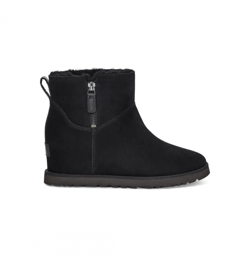 UGG Klasické Femme Zip Mini Čižmy Na Kline Damske Čierne | SK-528ZTHVQM
