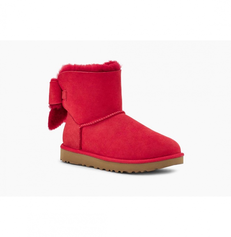 UGG Klasické Heritage Bow Čižmy Z Ovčej Kože Damske Červené | SK-062MJCQVX