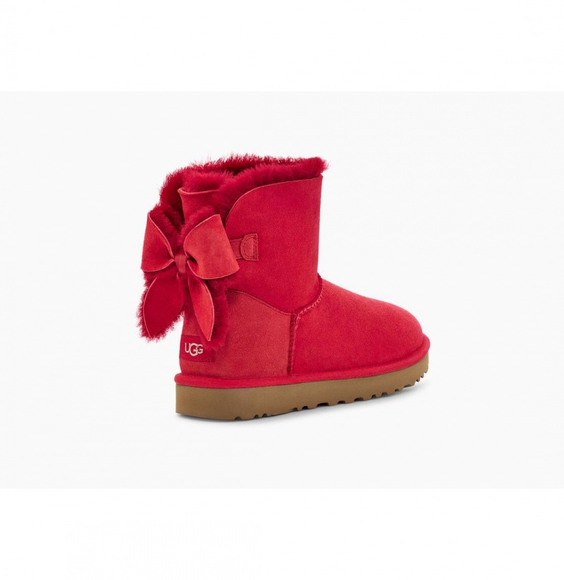 UGG Klasické Heritage Bow Čižmy Z Ovčej Kože Damske Červené | SK-062MJCQVX