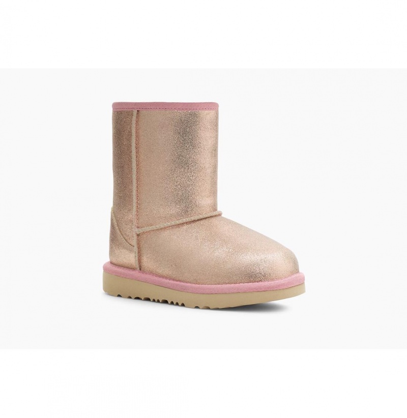 UGG Klasické II Metallic Glitter Čižmy Z Ovčej Kože Detske Ruzove Zlate | SK-108SKLZMY