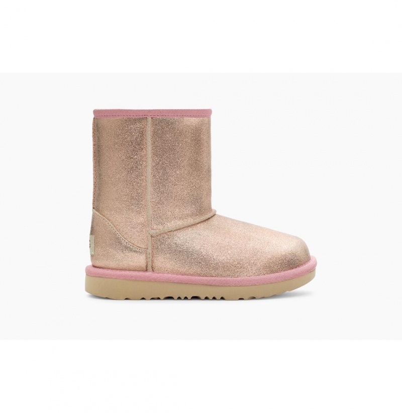 UGG Klasické II Metallic Glitter Čižmy Z Ovčej Kože Detske Ruzove Zlate | SK-108SKLZMY