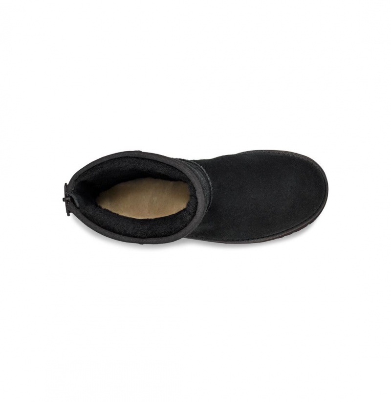 UGG Klasické Kratke Logo Zip Zimne Topanky Damske Čierne | SK-724DFQZVB