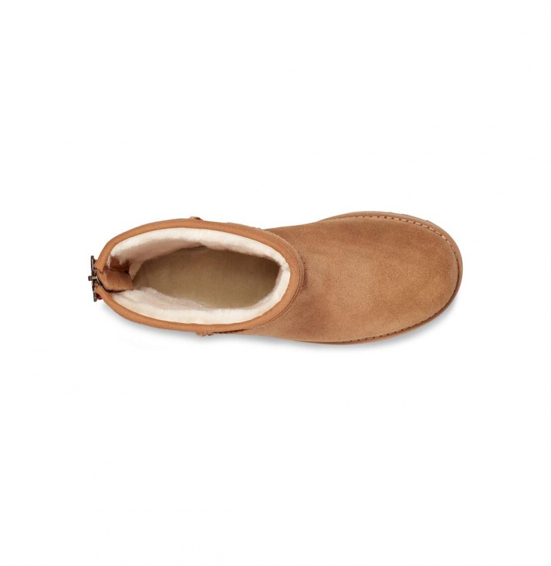 UGG Klasické Kratke Logo Zip Zimne Topanky Damske Hnede | SK-304DAJGZL