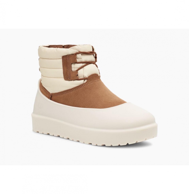 UGG Klasické Mini Cipkovane-Up Weather Zimne Topanky Panske Hnede Biele Siva | SK-195CUKOHE