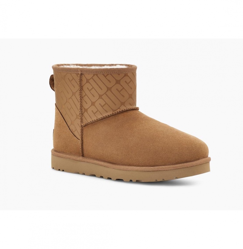 UGG Klasické Mini II Ugg Logo Čižmy Z Ovčej Kože Panske Hnede | SK-215CUBZOD