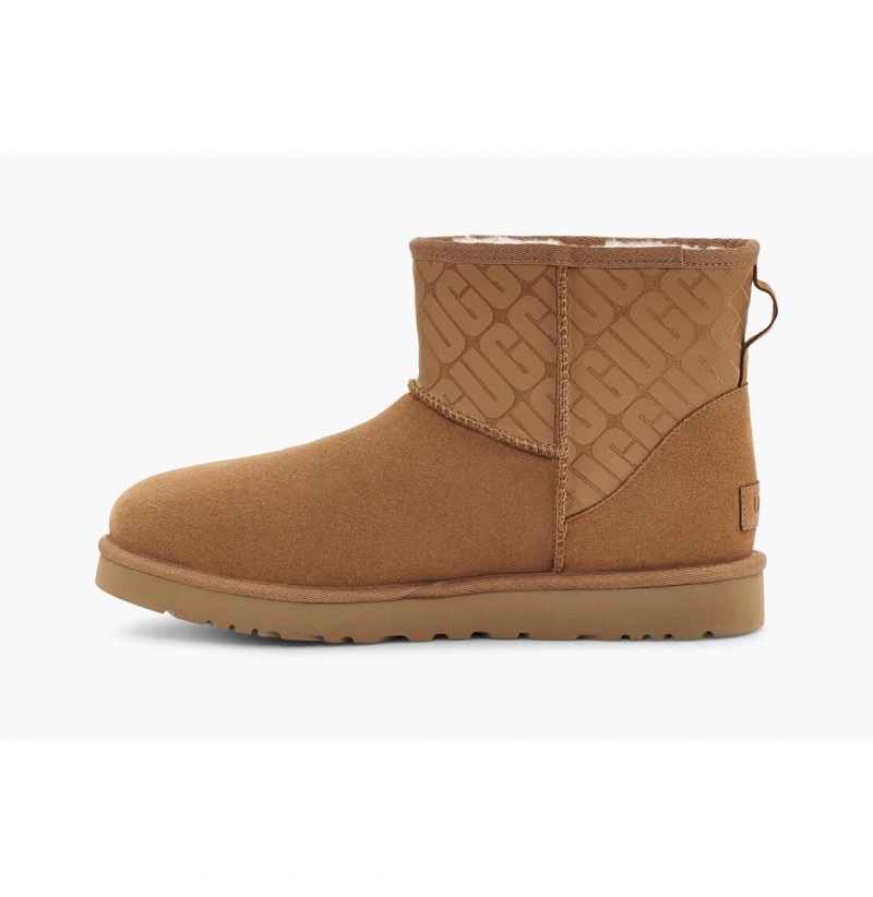 UGG Klasické Mini II Ugg Logo Čižmy Z Ovčej Kože Panske Hnede | SK-215CUBZOD