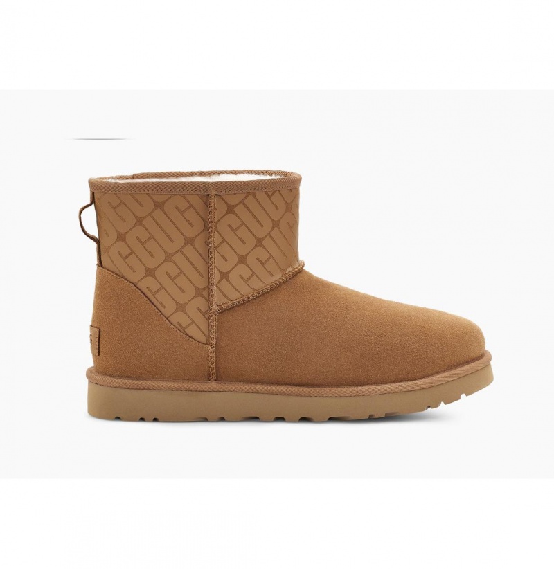 UGG Klasické Mini II Ugg Logo Čižmy Z Ovčej Kože Panske Hnede | SK-215CUBZOD