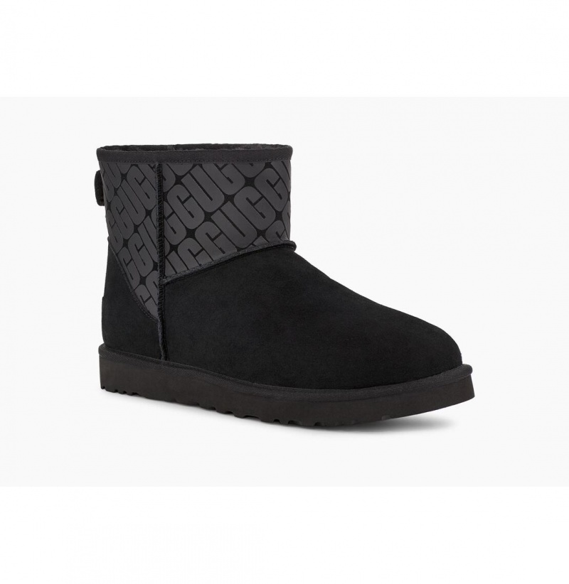 UGG Klasické Mini II Ugg Logo Čižmy Z Ovčej Kože Panske Čierne | SK-320KDIHTR
