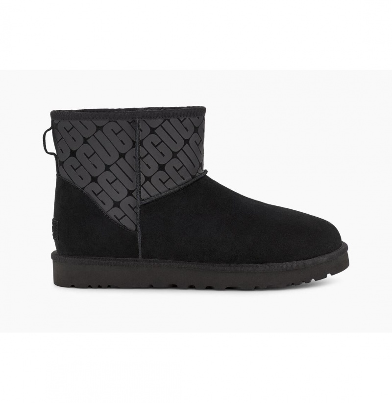 UGG Klasické Mini II Ugg Logo Čižmy Z Ovčej Kože Panske Čierne | SK-320KDIHTR