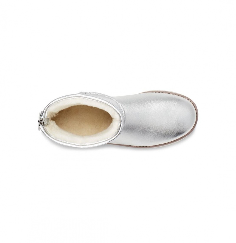 UGG Klasické Mini Logo Zip Shine Zimne Topanky Damske Strieborne | SK-853NZBVAW