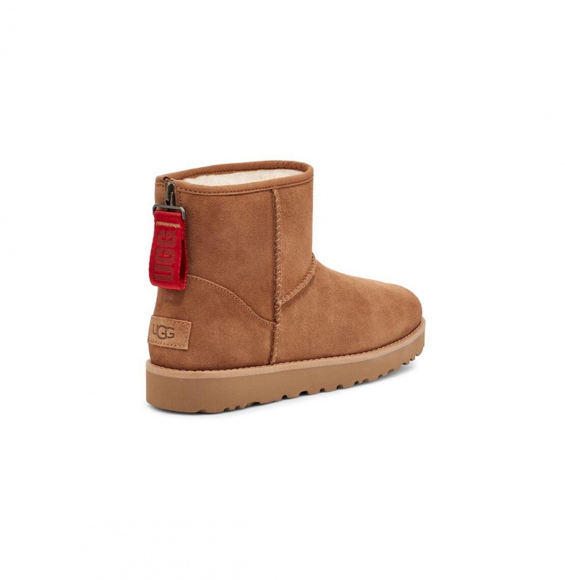 UGG Klasické Mini Logo Zip Zimne Topanky Damske Hnede | SK-032ORUDBH