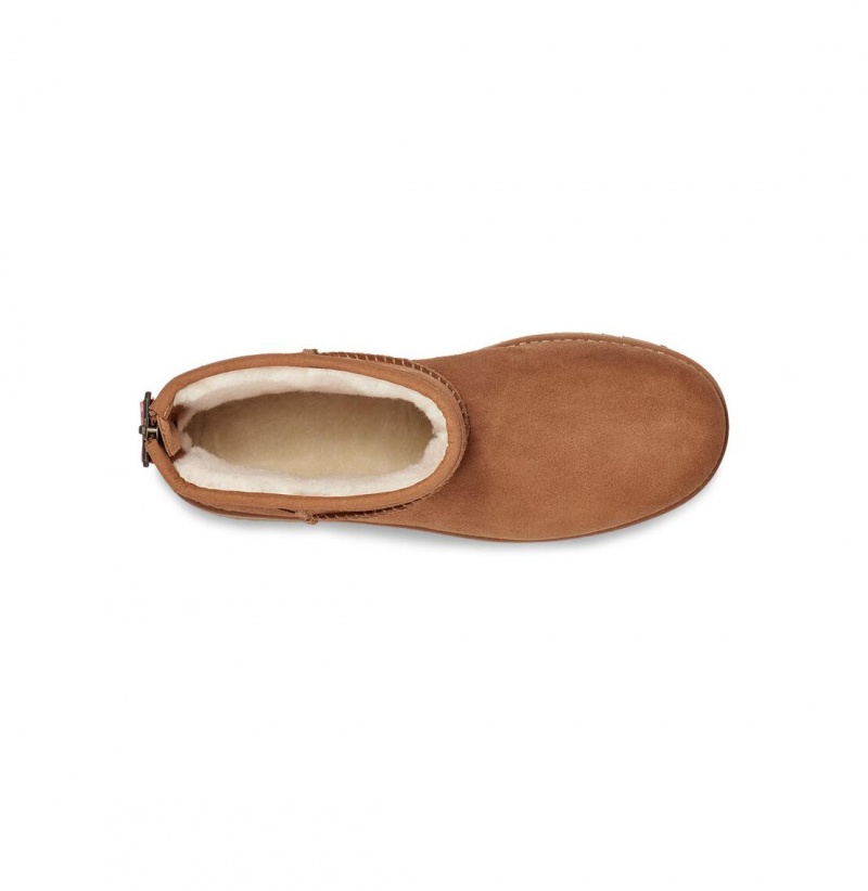 UGG Klasické Mini Logo Zip Zimne Topanky Damske Hnede | SK-032ORUDBH