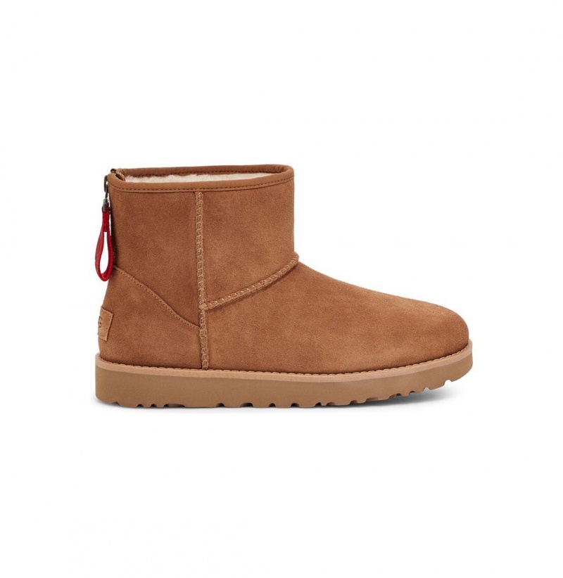 UGG Klasické Mini Logo Zip Zimne Topanky Damske Hnede | SK-032ORUDBH