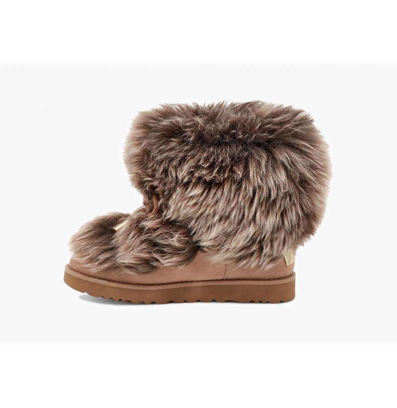UGG Klasické Posh Mini Fur Čižmy Z Ovčej Kože Damske Marhule | SK-453MLBWEQ