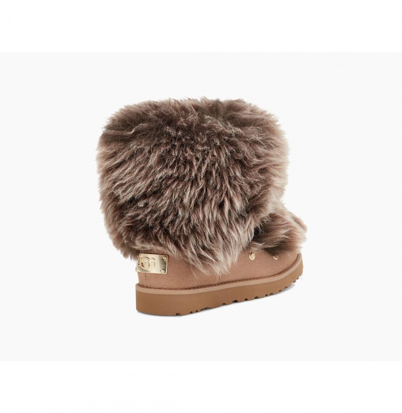 UGG Klasické Posh Mini Fur Čižmy Z Ovčej Kože Damske Marhule | SK-453MLBWEQ