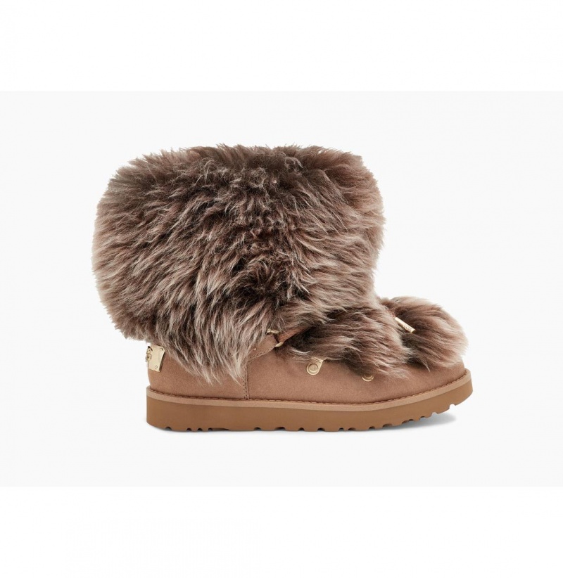UGG Klasické Posh Mini Fur Čižmy Z Ovčej Kože Damske Marhule | SK-453MLBWEQ