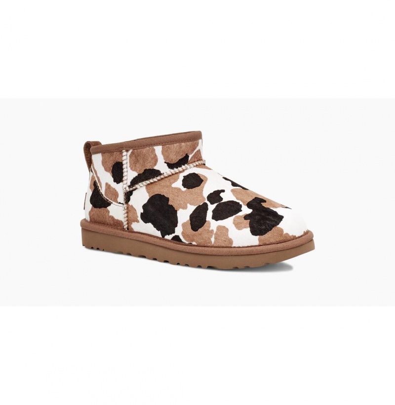 UGG Klasické Ultra Mini Cow Print Clenkove Topanky Damske Hnede | SK-356GSCPRL