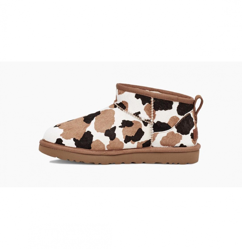 UGG Klasické Ultra Mini Cow Print Clenkove Topanky Damske Hnede | SK-356GSCPRL