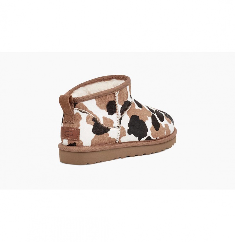 UGG Klasické Ultra Mini Cow Print Clenkove Topanky Damske Hnede | SK-356GSCPRL