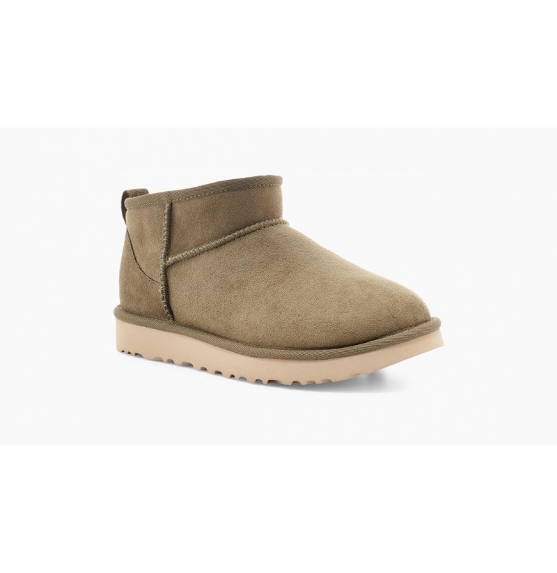 UGG Klasické Ultra Mini Čižmy Z Ovčej Kože Damske Olivovo Zelená | SK-068IAQDES
